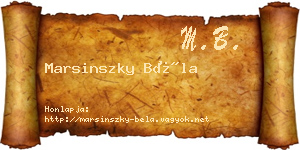 Marsinszky Béla névjegykártya